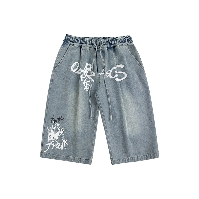 TIRED Denim Shorts Unisex Blue-0