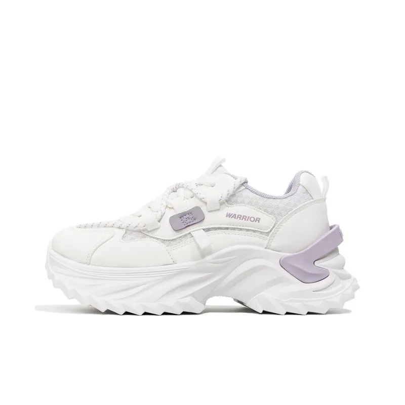 Warrior Abrasion Resistant Breathable Height Increasing Low Top Chunky Sneakers Women's Beige Light Purple-0