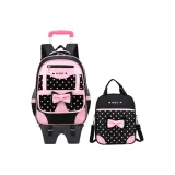 Black Pink (Backpack+Shopping Bag)+Raised Base 6-Wheel Trolley