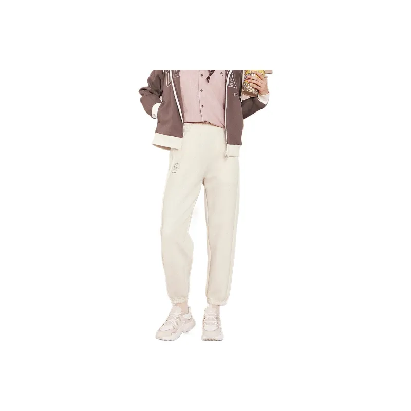 QIAODAN Sports Life Collection SS25 Knitted Sweatpants Women's Cream White-0