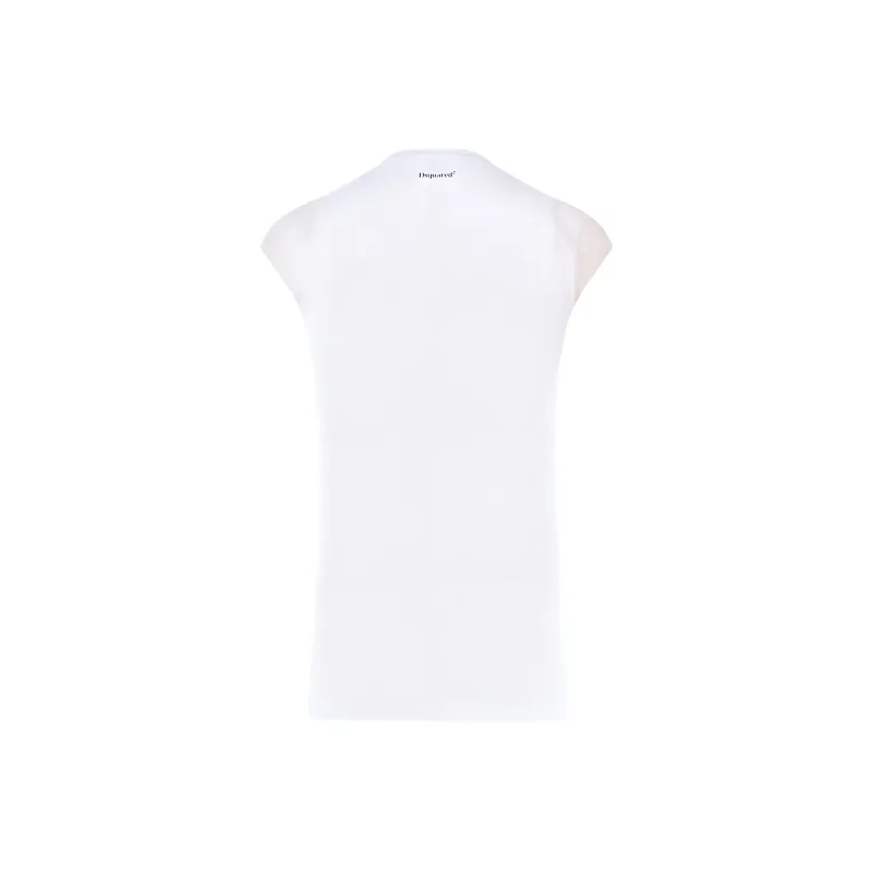 DSQUARED 2 Slogan Print Cap Sleeved T Shirt-1