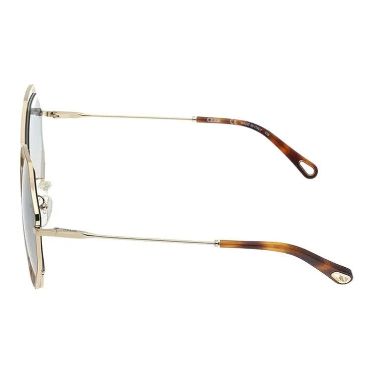 Chloe Plate Frame Irregular Shape Sunglasses Unisex Gold-2