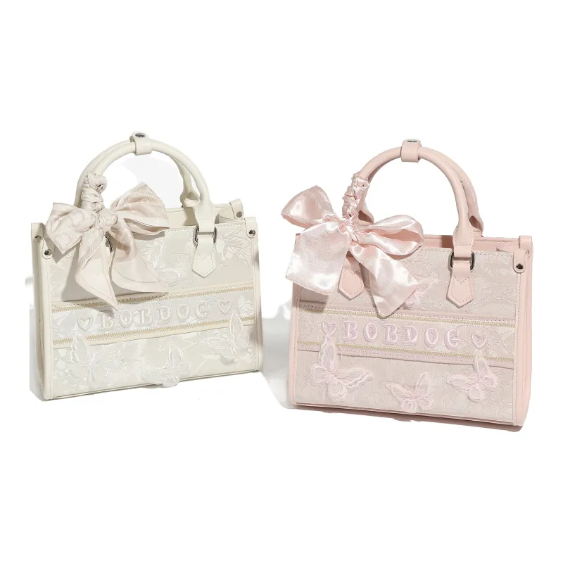 BOBDOG PU Business Casual Handbag Crossbody Bag Versatile Elegance Girlish Tote Women's Pink/Ecru-6