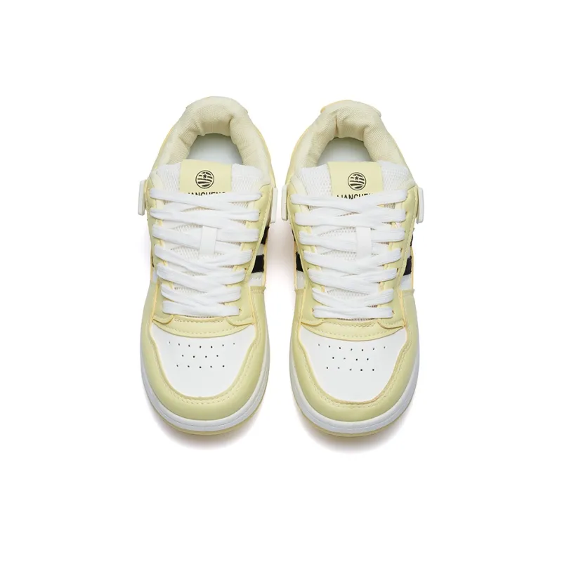 VKOI 1999 Slip Resistant, Lightweight, And Breathable Low Top Skateboard Shoes Women's Light Yellow-4