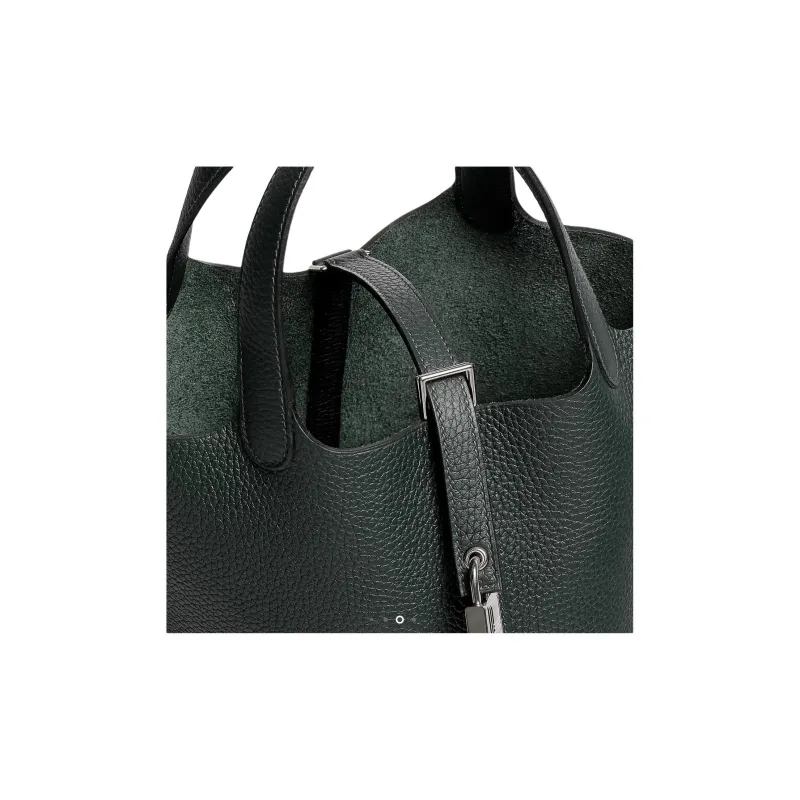HERMES Picotin Lock Clemence Calfskin Basket Bag Handbag Women's 67 Vert Fonce Dark Green-3