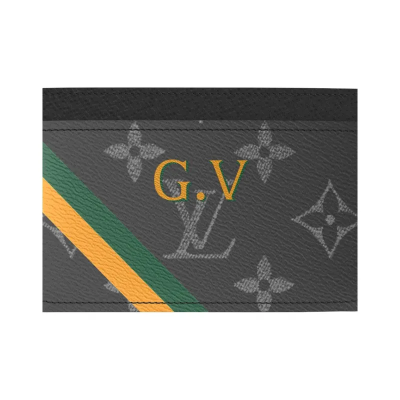 LOUIS VUITTON Monogram Eclipse Coated Canvas Card Holder Unisex Black-3