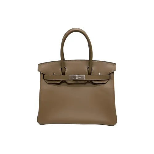HERMES Calfskin Handbag Women's D0 Beige Weimar Dog Beige