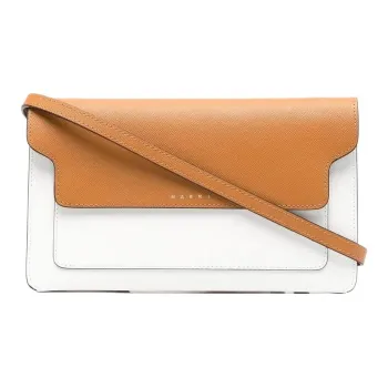 MARNI Leather Crossbody Bag Women's White/Light Brown