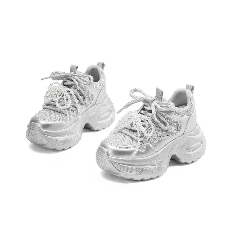 DAPHNE Breathable Height Increase Low Top Chunky Sneakers Women's-5