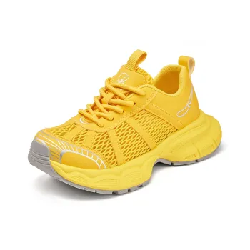 La Chapelle Slip Resistant, Abrasion Resistant, Breathable, Lightweight Low Top Chunky Sneakers Women's Yellow