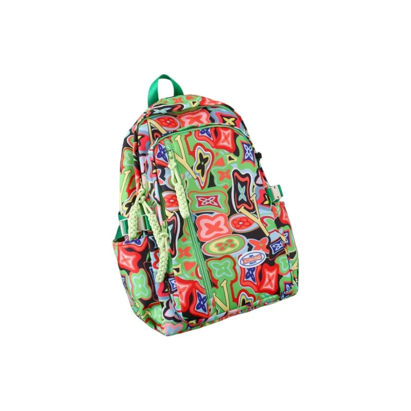 AIBAG Nylon Backpack Unisex Black/Orange/Green/Pink-12