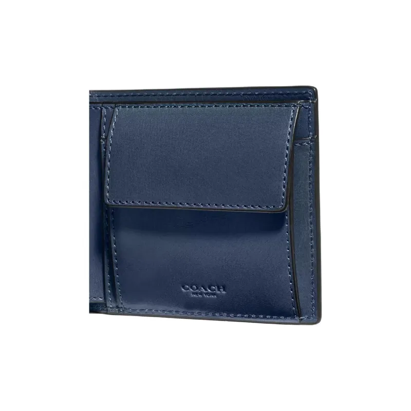COACH Buffalo Leather Coin Purse Wallet Men's Blue-4