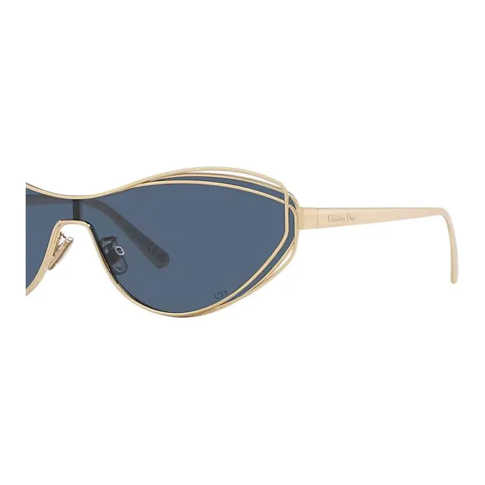 DIOR Metal Irregular Shape Sunglasses Unisex Gold-2