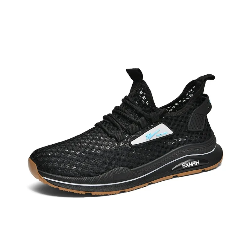 Binary Height Increasing Lightweight Slip Resistant Low Top Casual Shoes Men's Black-2