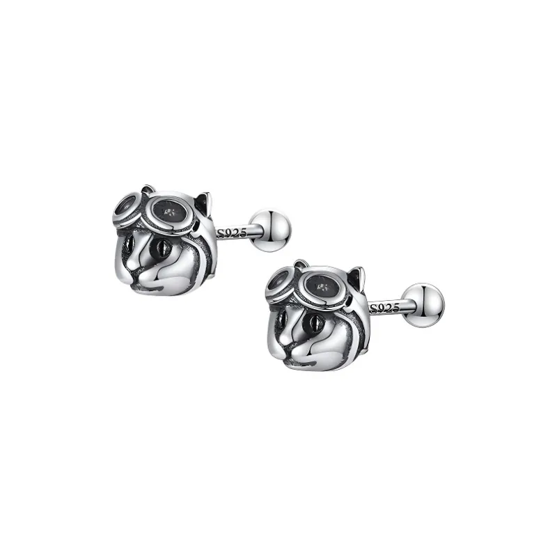 PUENTE 925 Sterling Silver Stud Earrings Men's-0