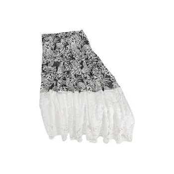 Cypress House Casual Long Skirt Women's Black With White Floral