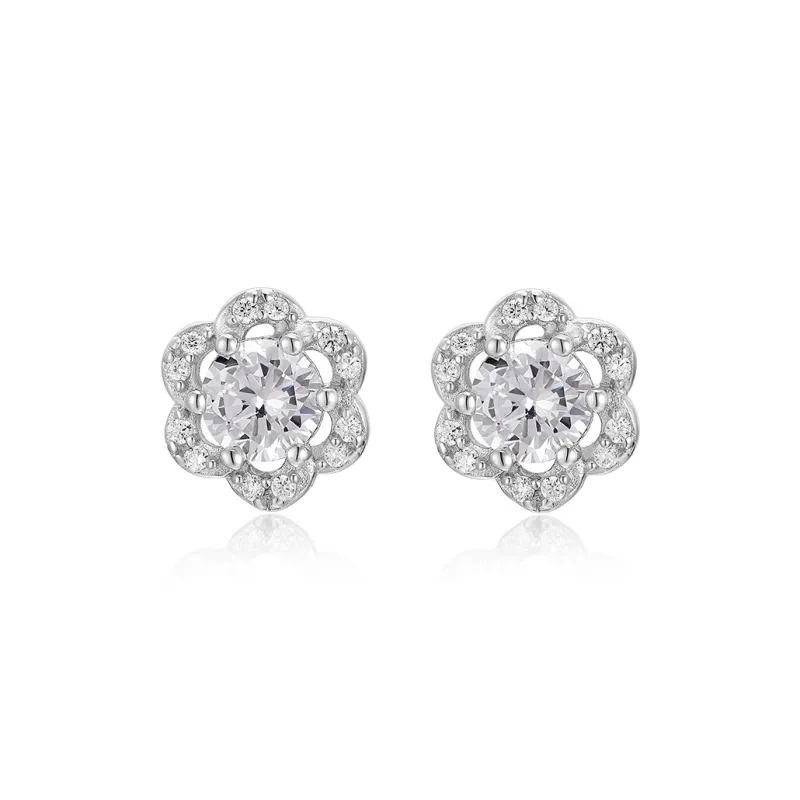 Wylyp 925 Sterling Silver Stud Earrings Women's Silver white Gift Box-0