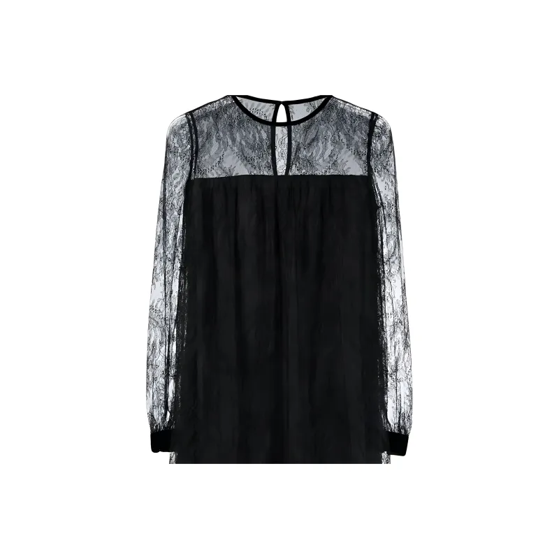 SAINT LAURENT Lace detail Layered Mini Dress-2