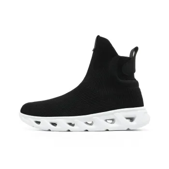 Kuding Casual Shoes Men High Top All Black White