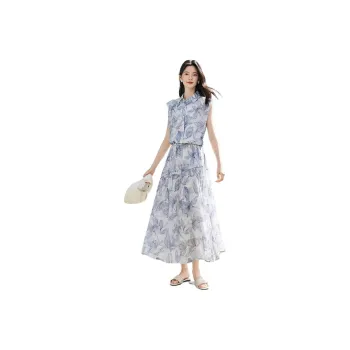 IHIMI Two Piece Skirt Sets Women's Blue