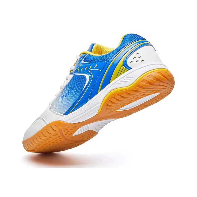 VOIT Cushioning, Slip Resistant, And Breathable Functionality Low Top Table Tennis Shoes Unisex White Blue-3