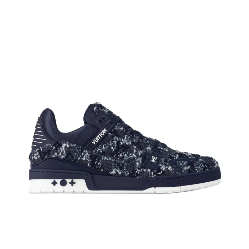 LOUIS VUITTON Trainer Low Top Skateboard Shoes Men's Dark Blue-1