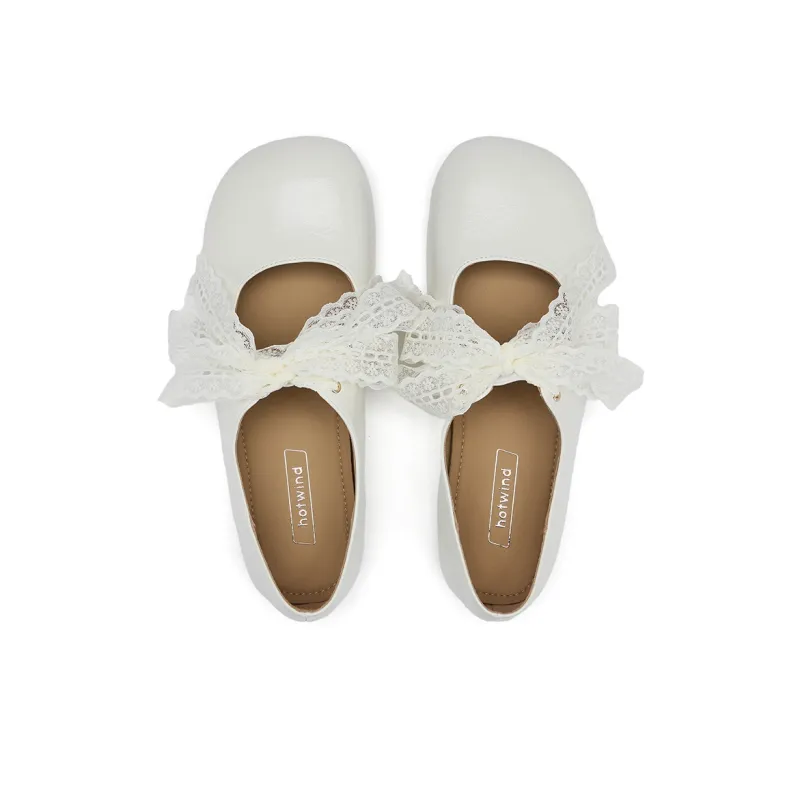 Hotwind Cream Lace Series Mary Jane Women's Casual Shoes Flat Women's-2