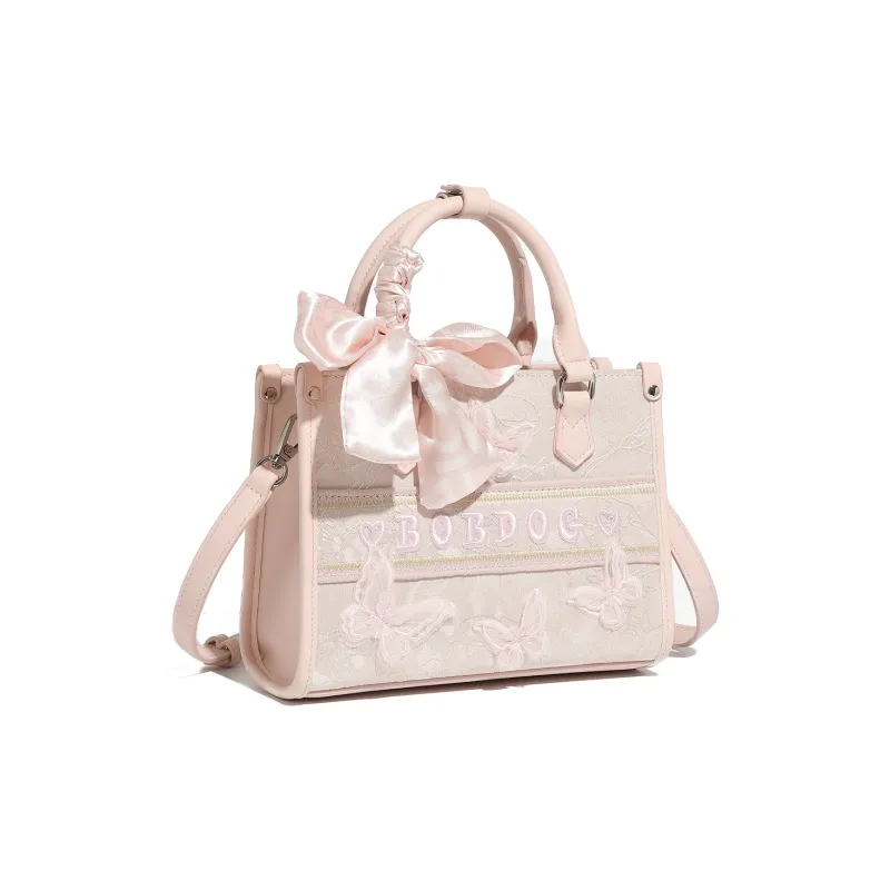 BOBDOG PU Business Casual Handbag Crossbody Bag Versatile Elegance Girlish Tote Women's Pink/Ecru-1
