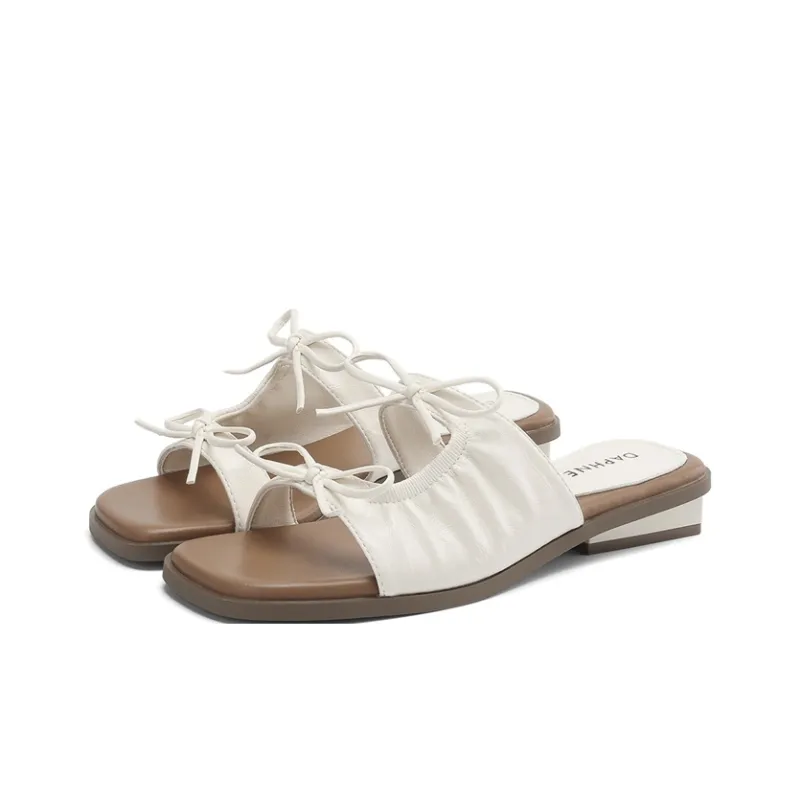 DAPHNE Leather Patchwork Quiet Slide Slippers Women's-1