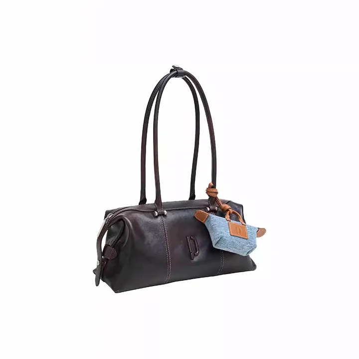 PECO Cow Leather Long Handle Portable One Shoulder Bag Women's Multicolor-12