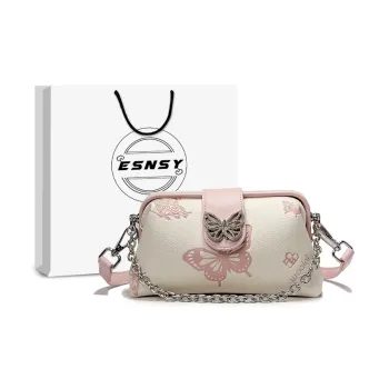 ESNSY Cow Leather Handbag Women's Pink