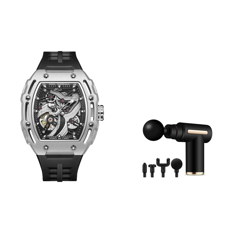 FAIRWHALE Automatic Mechanical Movement Silicone Strap Watch Men's Watches Black Dial-9