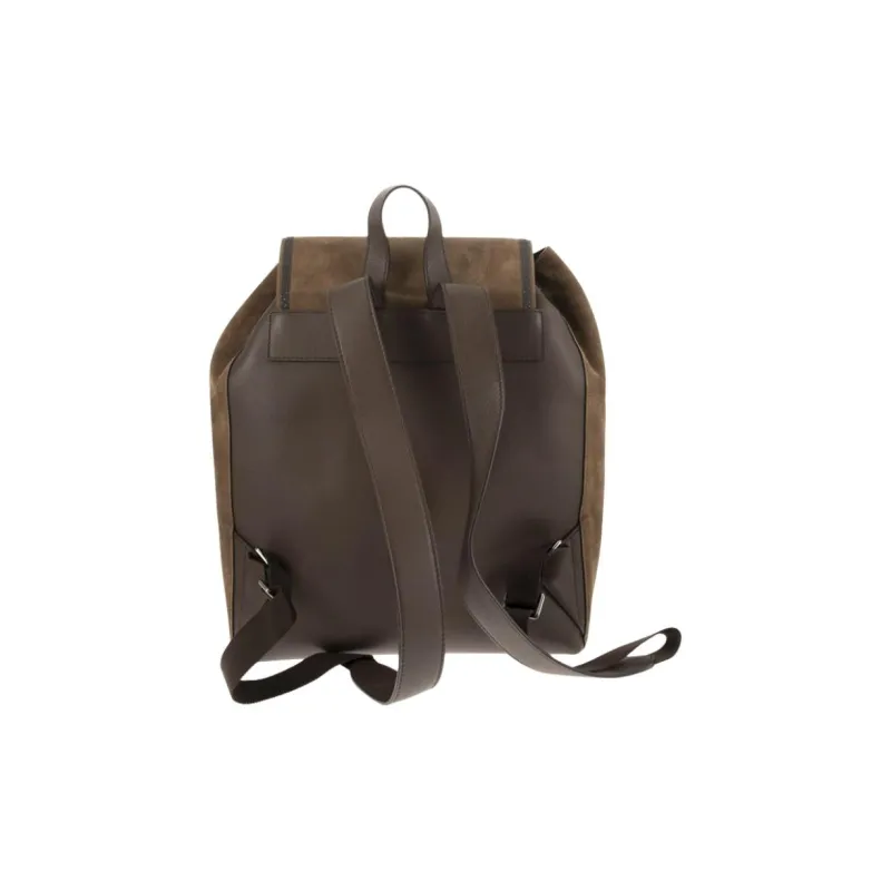Brunello Cucinelli Suede With Nappa Leather Backpack Women's Cigar Gray-4