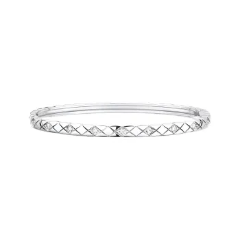 CHANEL 18K White Gold Bangles Women's Silver