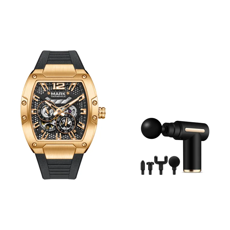 FAIRWHALE Automatic Mechanical Movement Silicone Strap Watch Unisex Black Dial-14