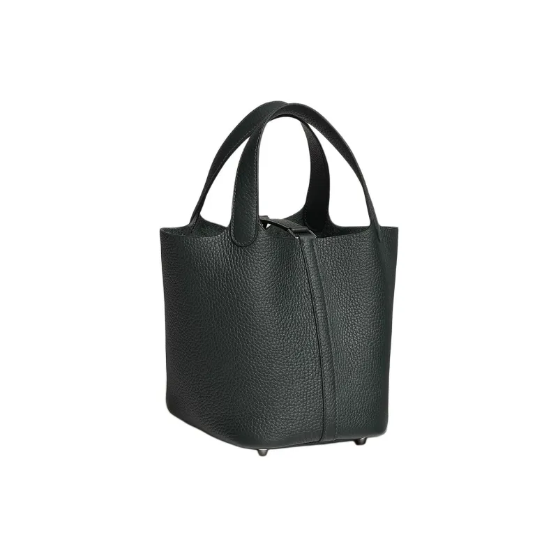 HERMES Picotin Lock Clemence Calfskin Basket Bag Handbag Women's 67 Vert Fonce Dark Green-2