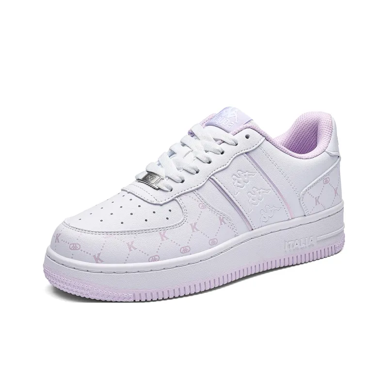 Kappa Back to Back Anti Slip Wear Resistant Low Top Skateboard Shoes Women's Classic White Orchid Purple-2