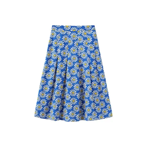 Wiggle Wiggle High Rise Mid Length A Line Skirt Casual Long Skirt Women's Blue