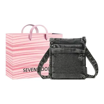 SEVENMOONS Denim Shoulder Bag, Crossbody Bag Women's Black/Light Blue/Dark Blue