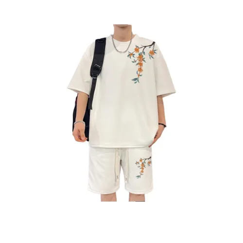 IHIMI Casual Suits Womens Ecru Top+Turquoise Bottom