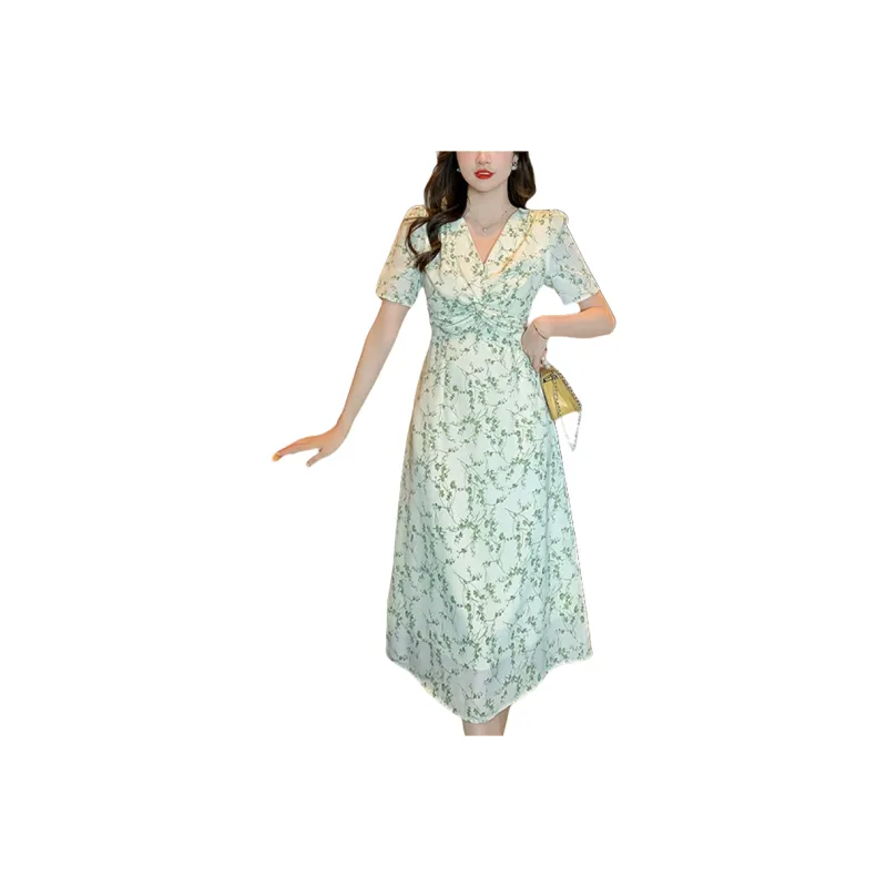XIANSINIAO Summer Short Sleeved Dress Women's-0
