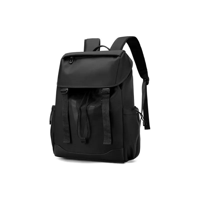 H YXIANG Nylon Fabric Backpack Unisex Black/Gray-3