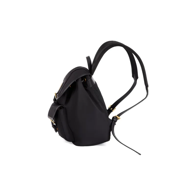 AQUASCUTUM Nylon With Cow Leather Backpack Medium Size Unisex Black-2