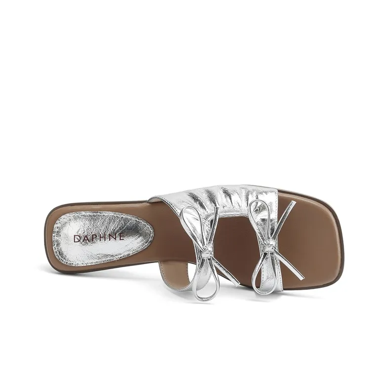 DAPHNE Leather Patchwork Quiet Slide Slippers Women's-5
