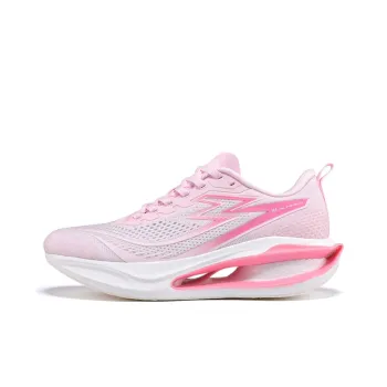 361° Charcoal Floating Series Cushioning Slip Resistant Low Top Carbon Plate Sprint Running Shoes Unisex Pink