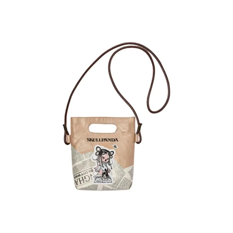 POP MART SKULLPANDA Polyethylene One Shoulder Handbag Mini Women's Beige & Brown-0