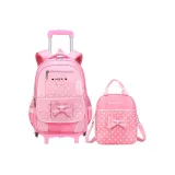 Pink (Backpack+Shopping Bag)+6-Wheel (Pink) Trolley