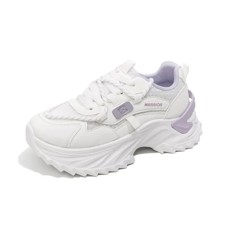 Warrior Abrasion Resistant Breathable Height Increasing Low Top Chunky Sneakers Women's Beige Light Purple-1