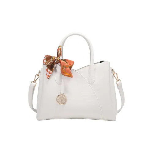PAYOT Microfiber Synthetic Leather Gancini Shoulder Bag, Crossbody Bag, Handbag Women's White