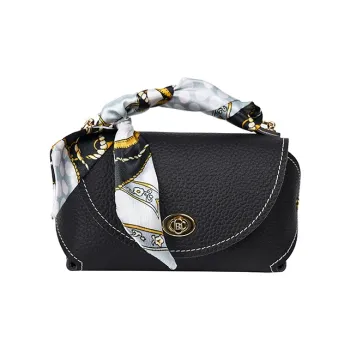 THCN Genuine Leather Pebble Texture Leather Shoulder Bag, Crossbody Bag Regular Women's Black